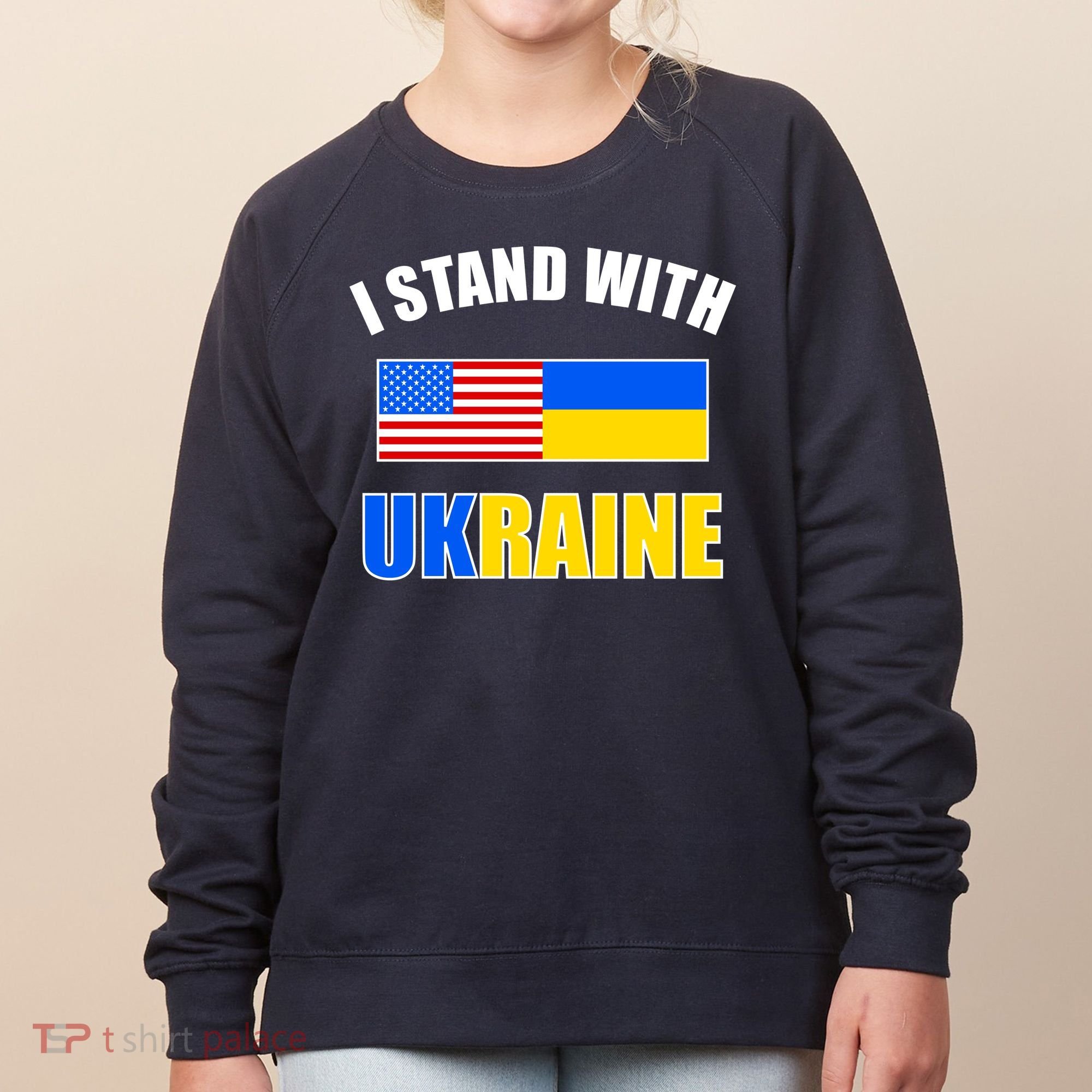 I Stand With Ukraine USA Support Flags United Women's Sweatshirt
