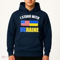 I Stand With Ukraine USA Support Flags United Hoodie thumb 2