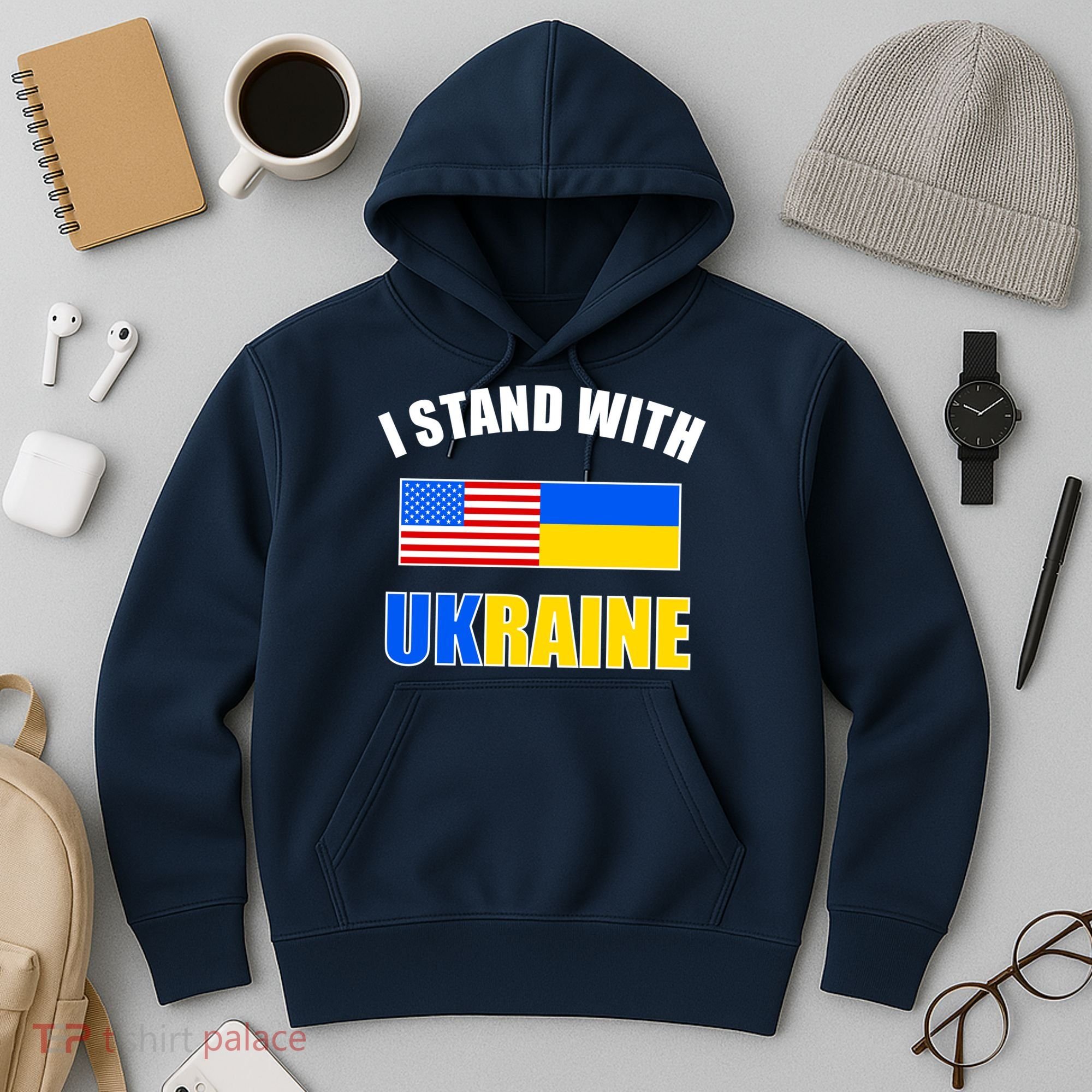I Stand With Ukraine USA Support Flags United Hoodie