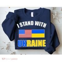 I Stand With Ukraine USA Support Flags United Sweatshirt thumb 2