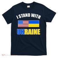 I Stand With Ukraine USA Support Flags United T-Shirt thumb 0
