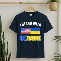 I Stand With Ukraine USA Support Flags United T-Shirt thumb 2