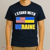 I Stand With Ukraine USA Support Flags United T-Shirt thumb 3