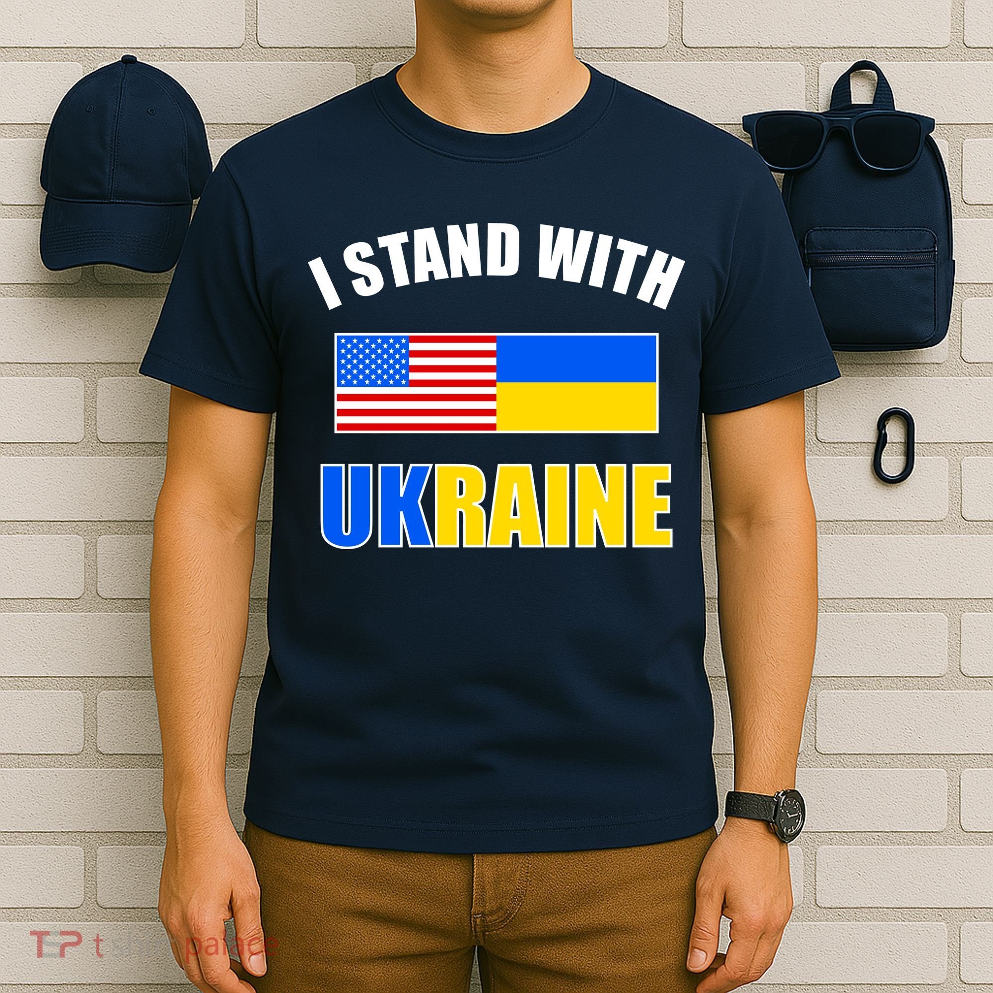I Stand With Ukraine USA Support Flags United T-Shirt