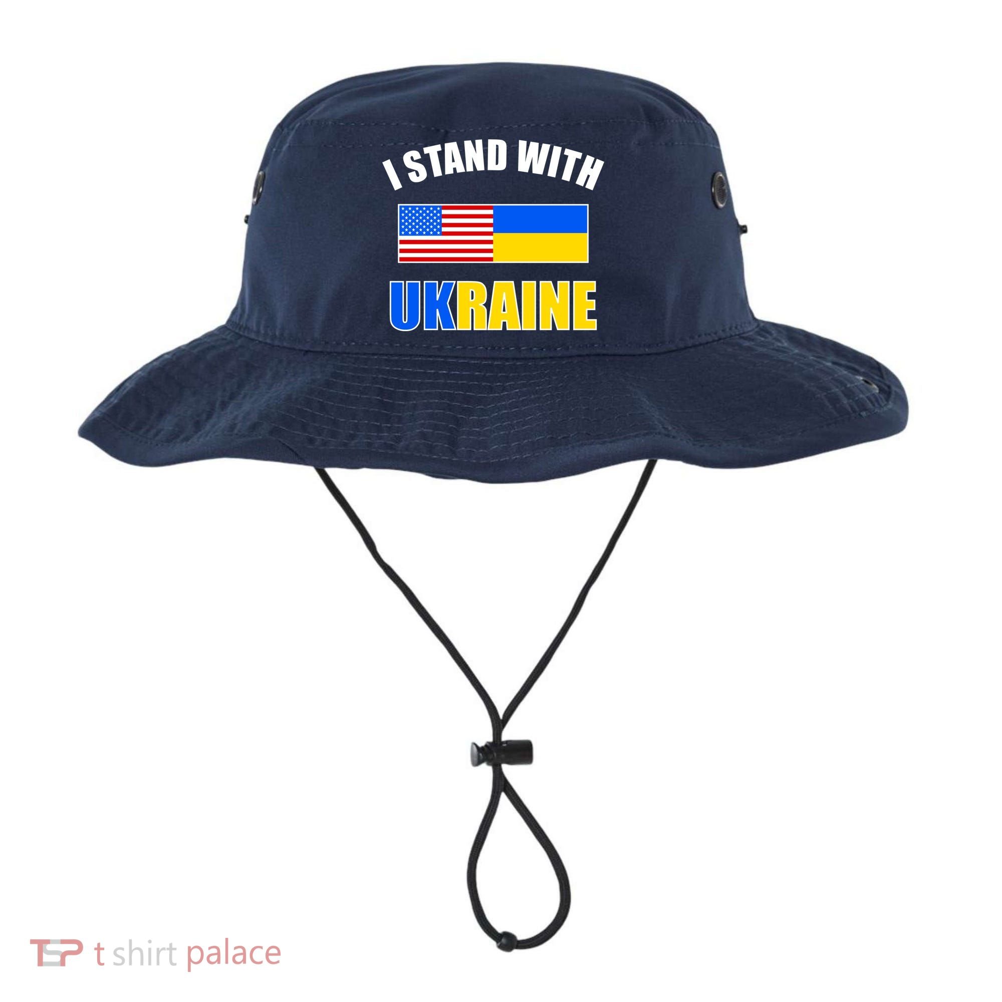 I Stand With Ukraine USA Support Flags United Bucket Hat