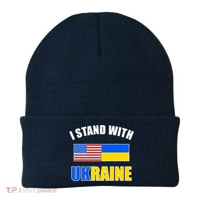 I Stand With Ukraine USA Support Flags United Beanie