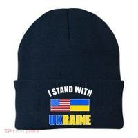 I Stand With Ukraine USA Support Flags United Beanie thumb 0