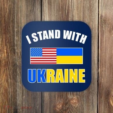 I Stand With Ukraine USA Support Flags United Coaster