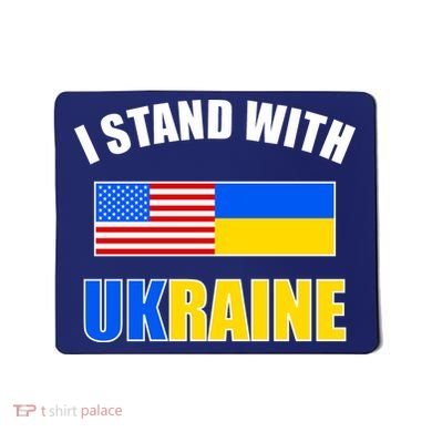 I Stand With Ukraine USA Support Flags United Mousepad
