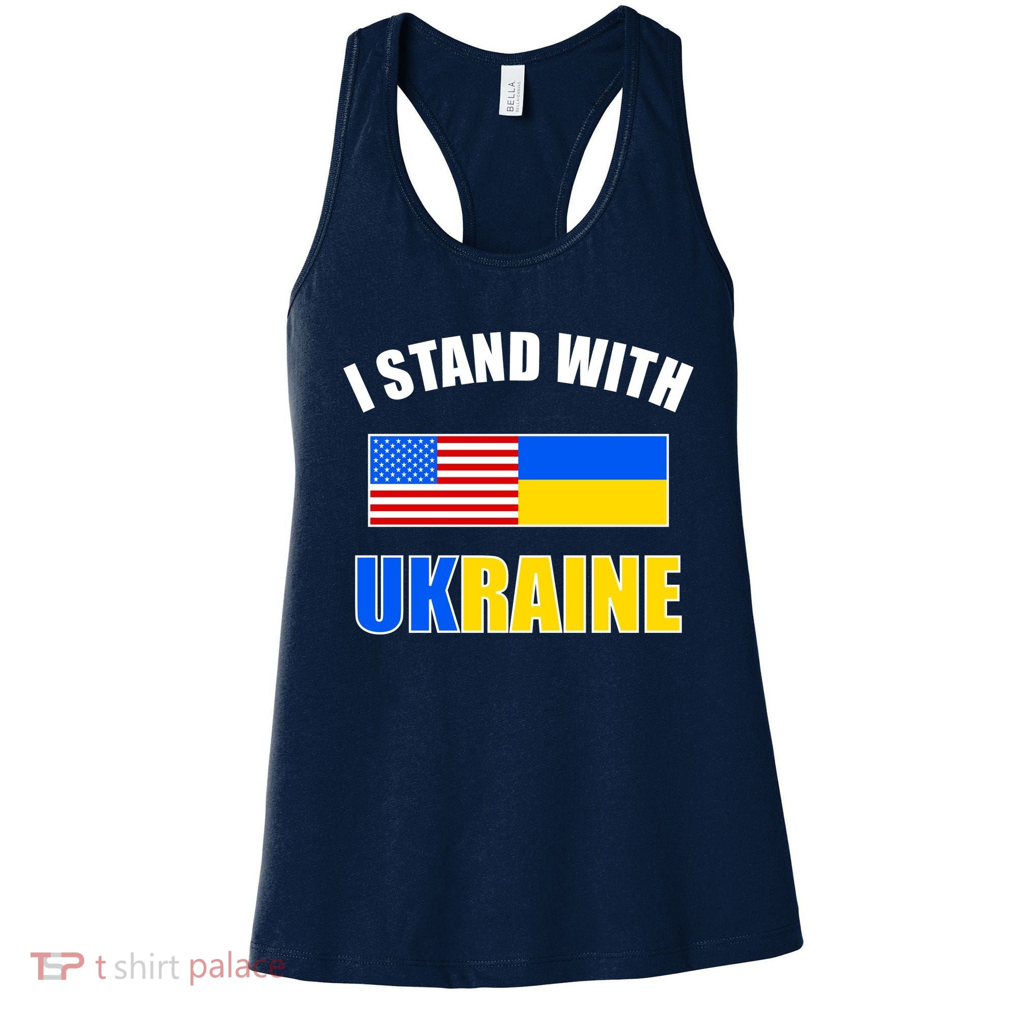 I Stand With Ukraine USA Support Flags United Women's Tank Top