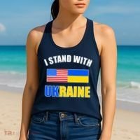 I Stand With Ukraine USA Support Flags United Women's Tank Top thumb 2