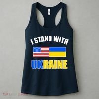 I Stand With Ukraine USA Support Flags United Women's Tank Top thumb 3