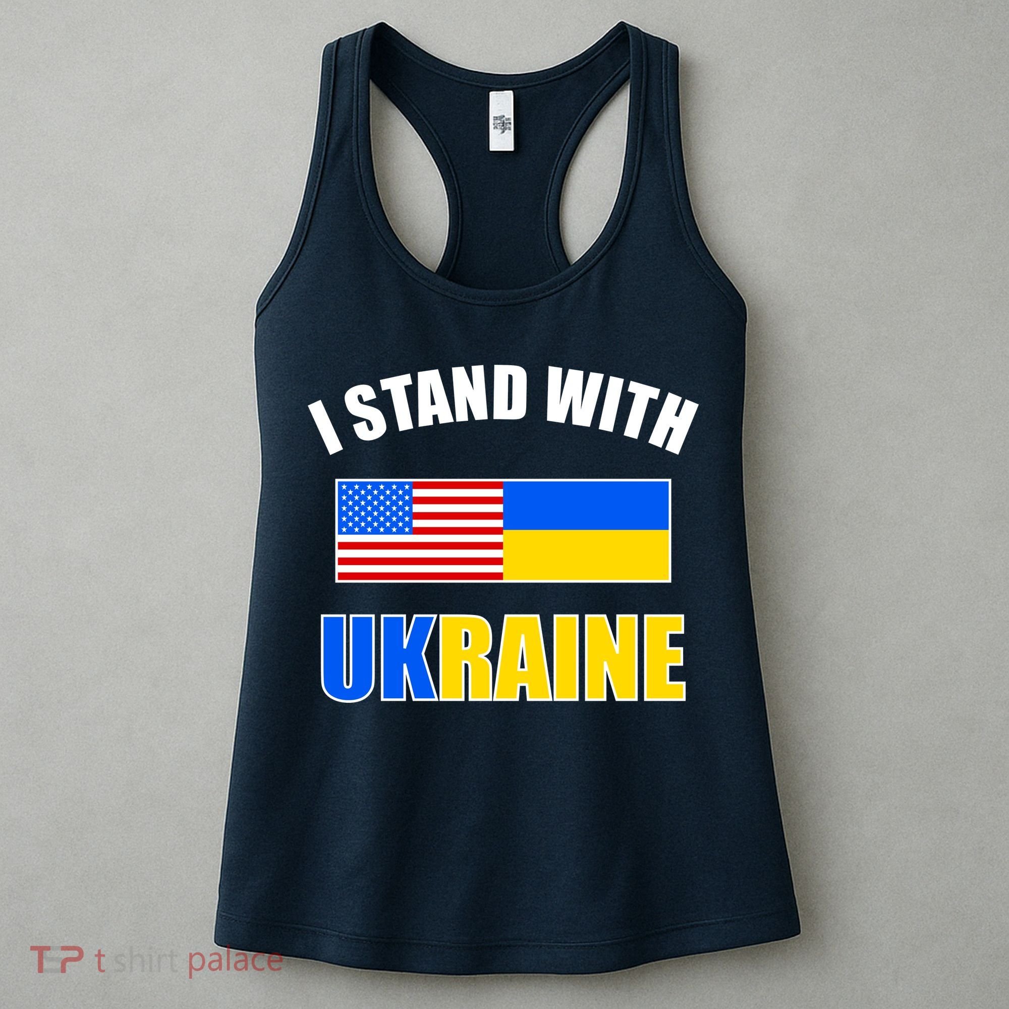 I Stand With Ukraine USA Support Flags United Women's Tank Top