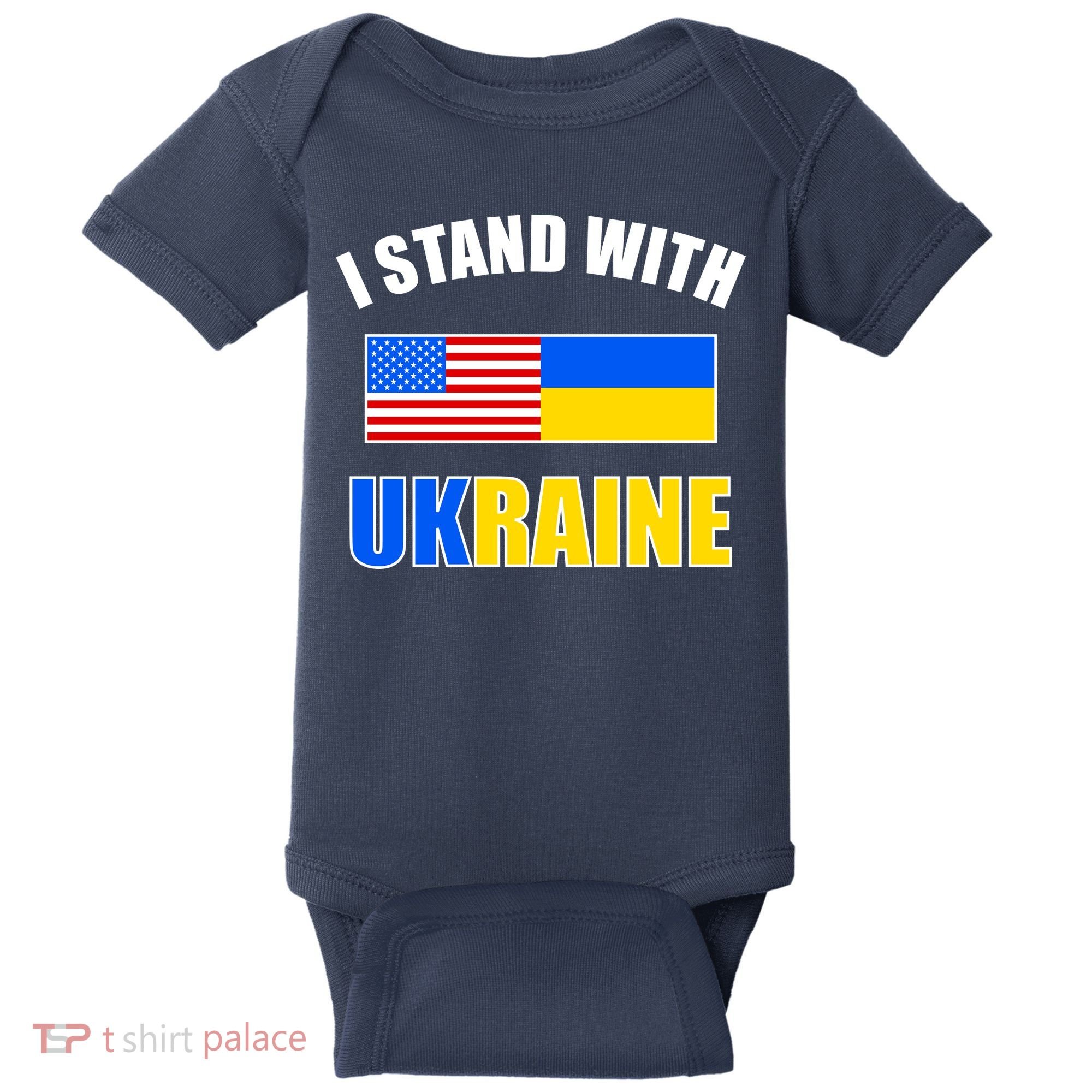 I Stand With Ukraine USA Support Flags United Baby Bodysuit