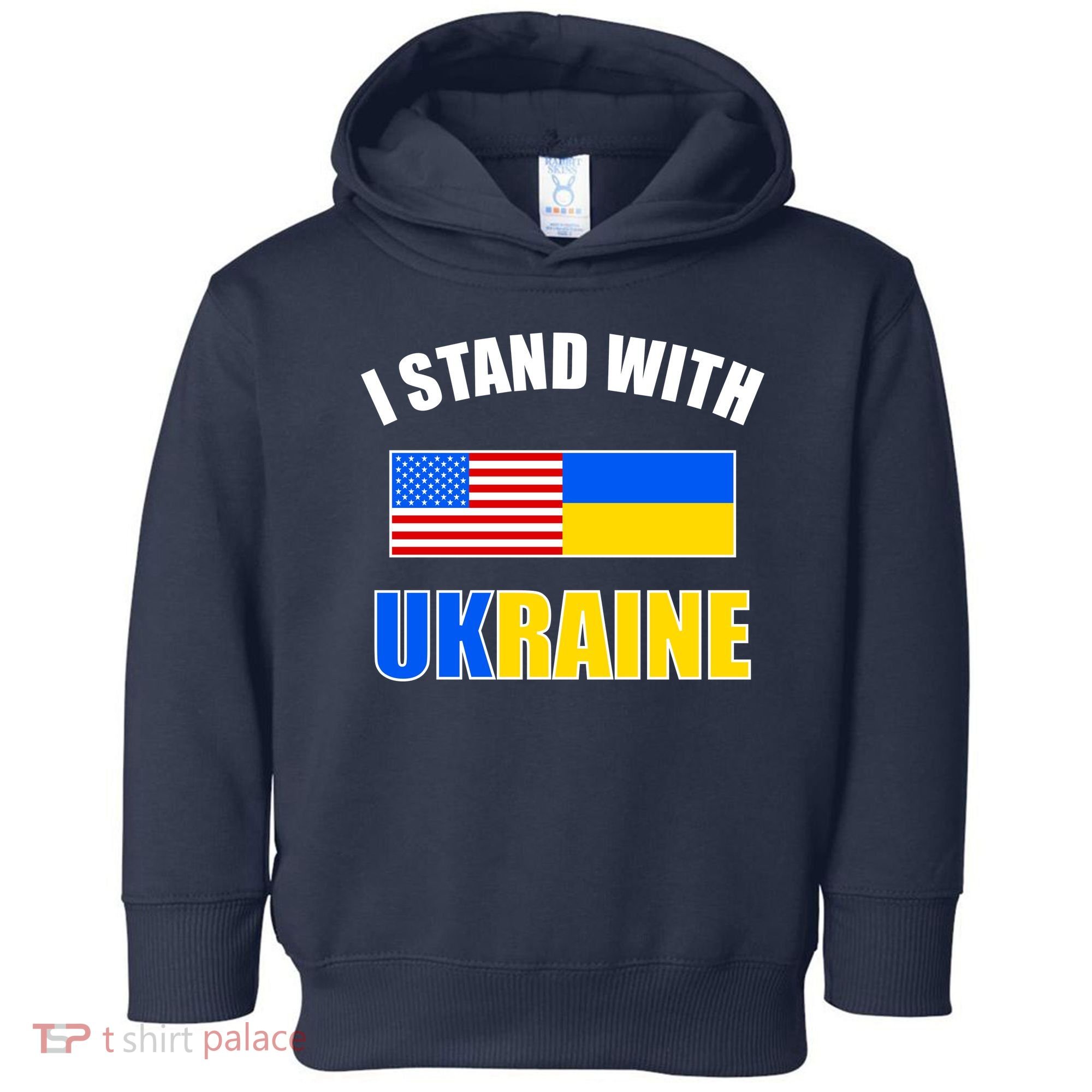 I Stand With Ukraine USA Support Flags United Toddler Hoodie