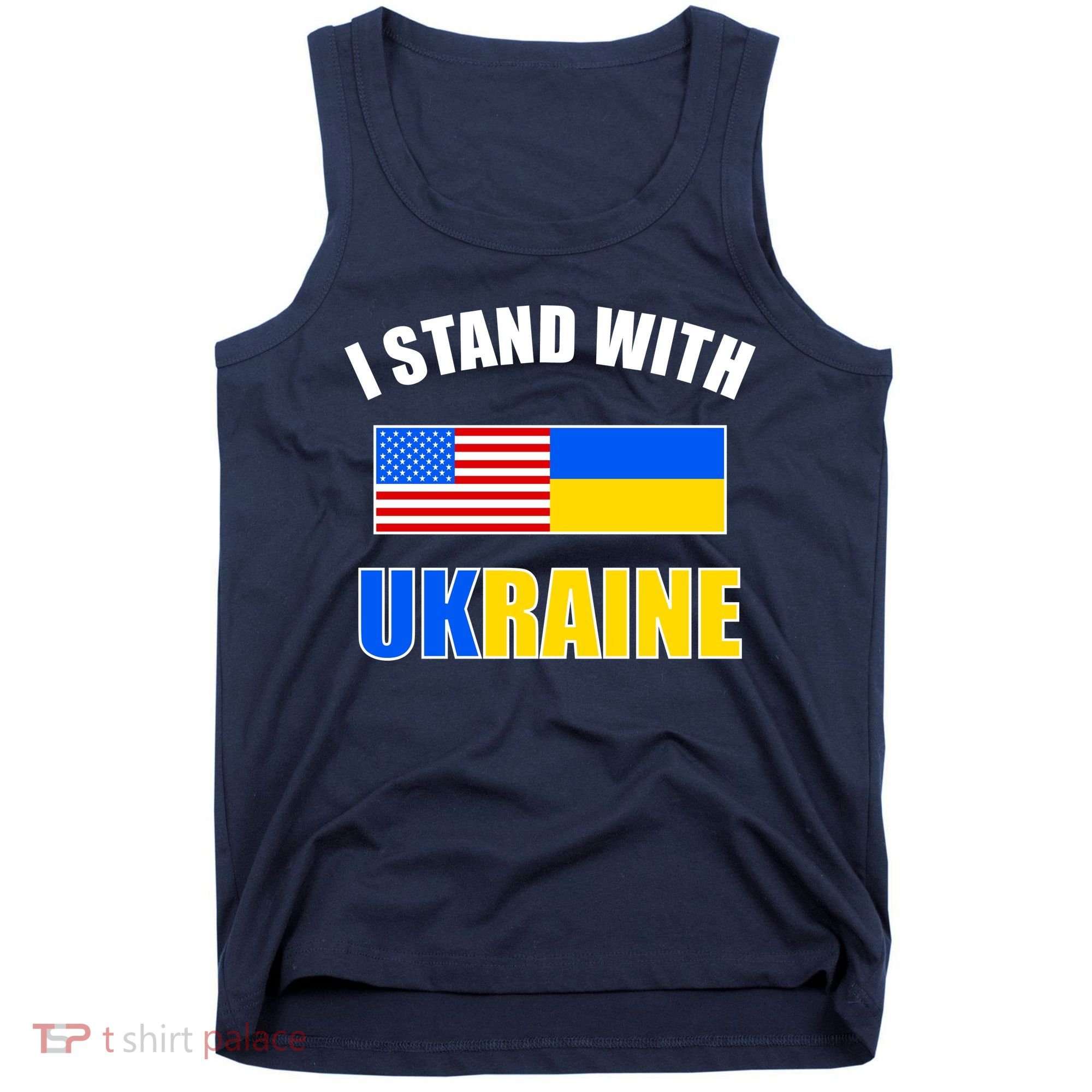 I Stand With Ukraine USA Support Flags United Tank Top