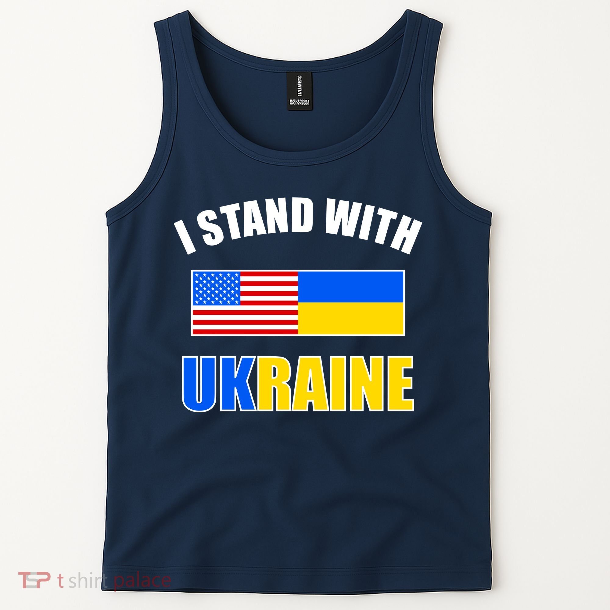I Stand With Ukraine USA Support Flags United Tank Top