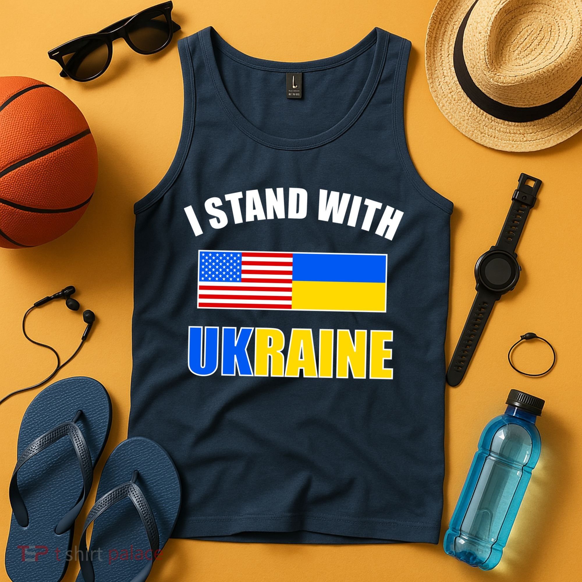 I Stand With Ukraine USA Support Flags United Tank Top