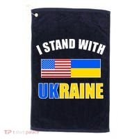 I Stand With Ukraine USA Support Flags United Golf Towel thumb 0
