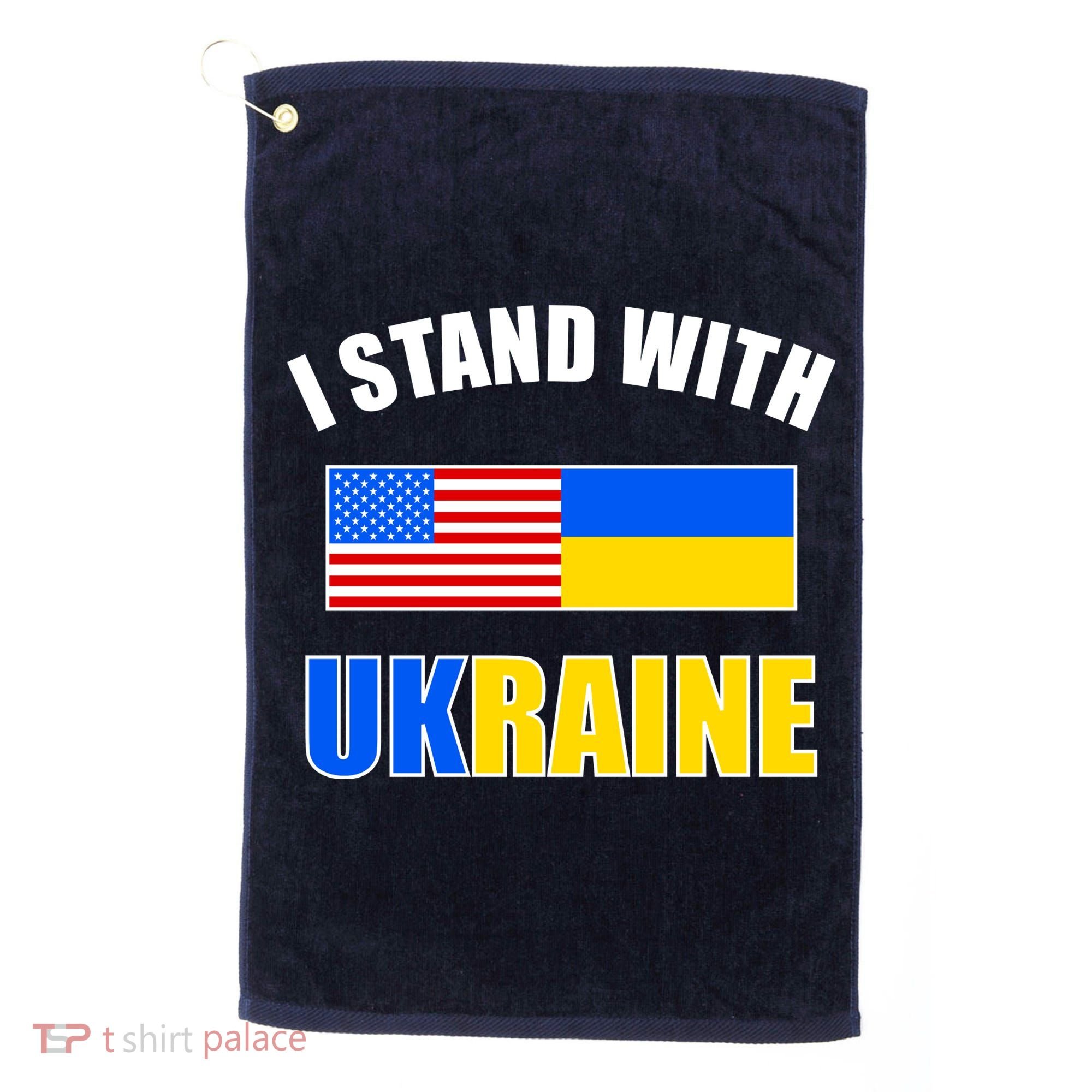 I Stand With Ukraine USA Support Flags United Golf Towel