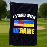 I Stand With Ukraine USA Support Flags United Golf Towel thumb 1