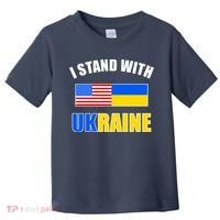 I Stand With Ukraine USA Support Flags United Toddler T-Shirt thumb 0