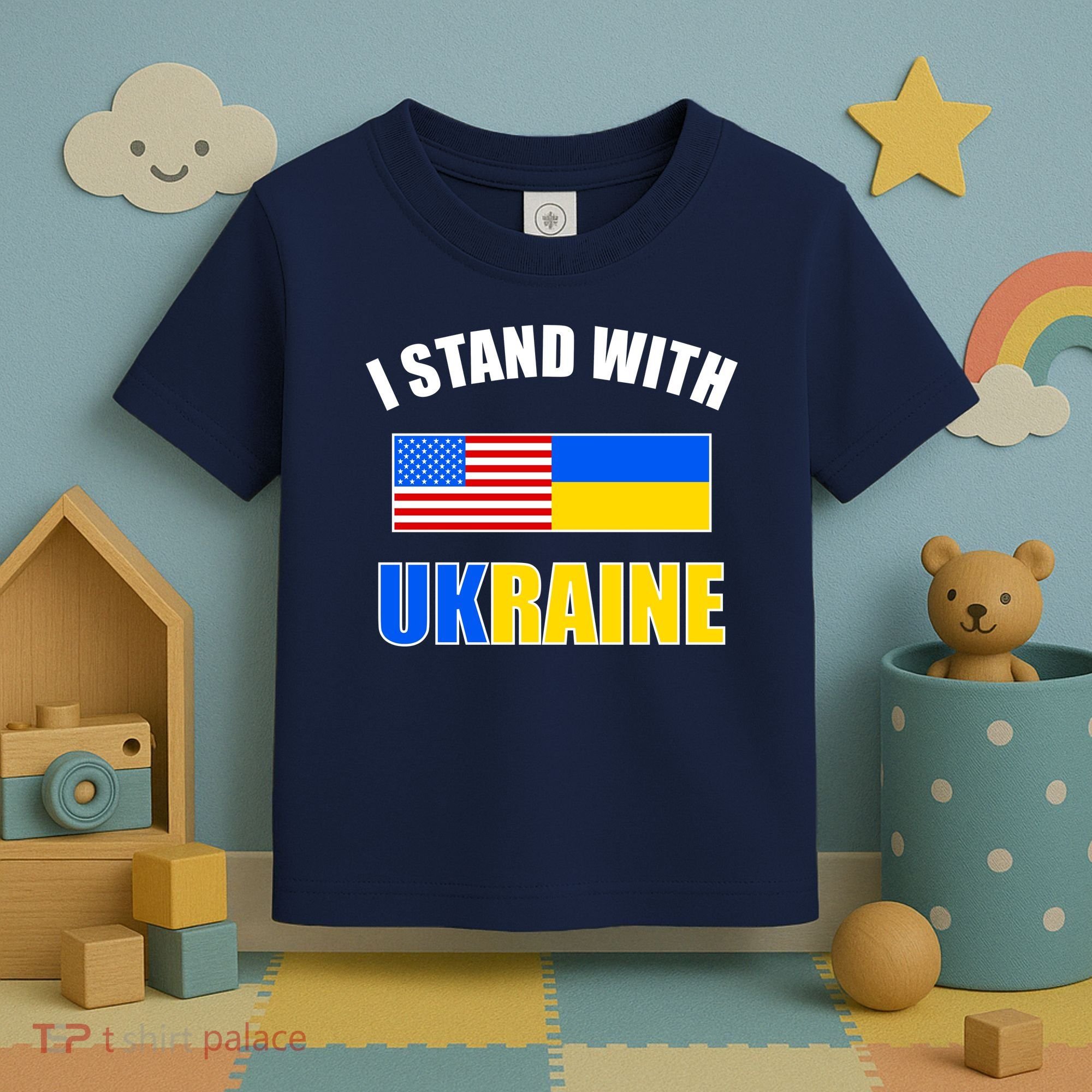I Stand With Ukraine USA Support Flags United Toddler T-Shirt