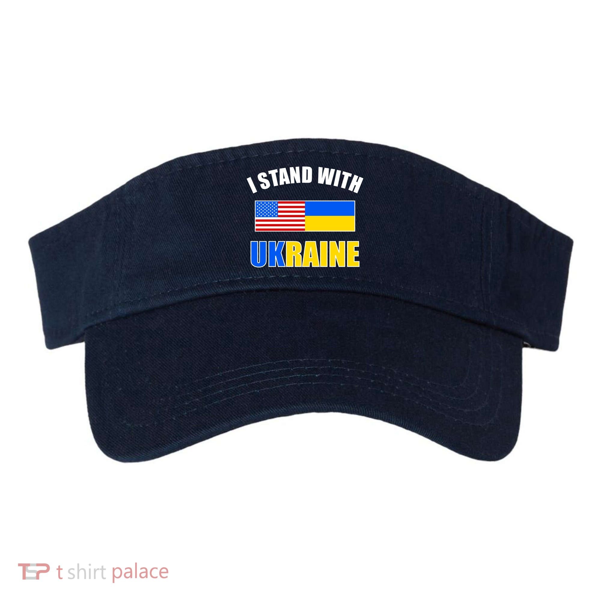 I Stand With Ukraine USA Support Flags United Visor