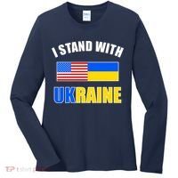 I Stand With Ukraine USA Support Flags United Women's Long Sleeve Shirt thumb 0