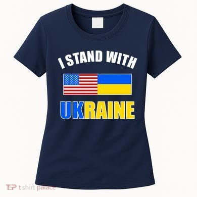 I Stand With Ukraine USA Support Flags United Women's T-Shirt