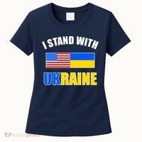 I Stand With Ukraine USA Support Flags United Women's T-Shirt thumb 0