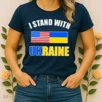 I Stand With Ukraine USA Support Flags United Women's T-Shirt thumb 2