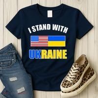 I Stand With Ukraine USA Support Flags United Women's T-Shirt thumb 3