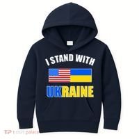 I Stand With Ukraine USA Support Flags United Kids Hoodie thumb 0