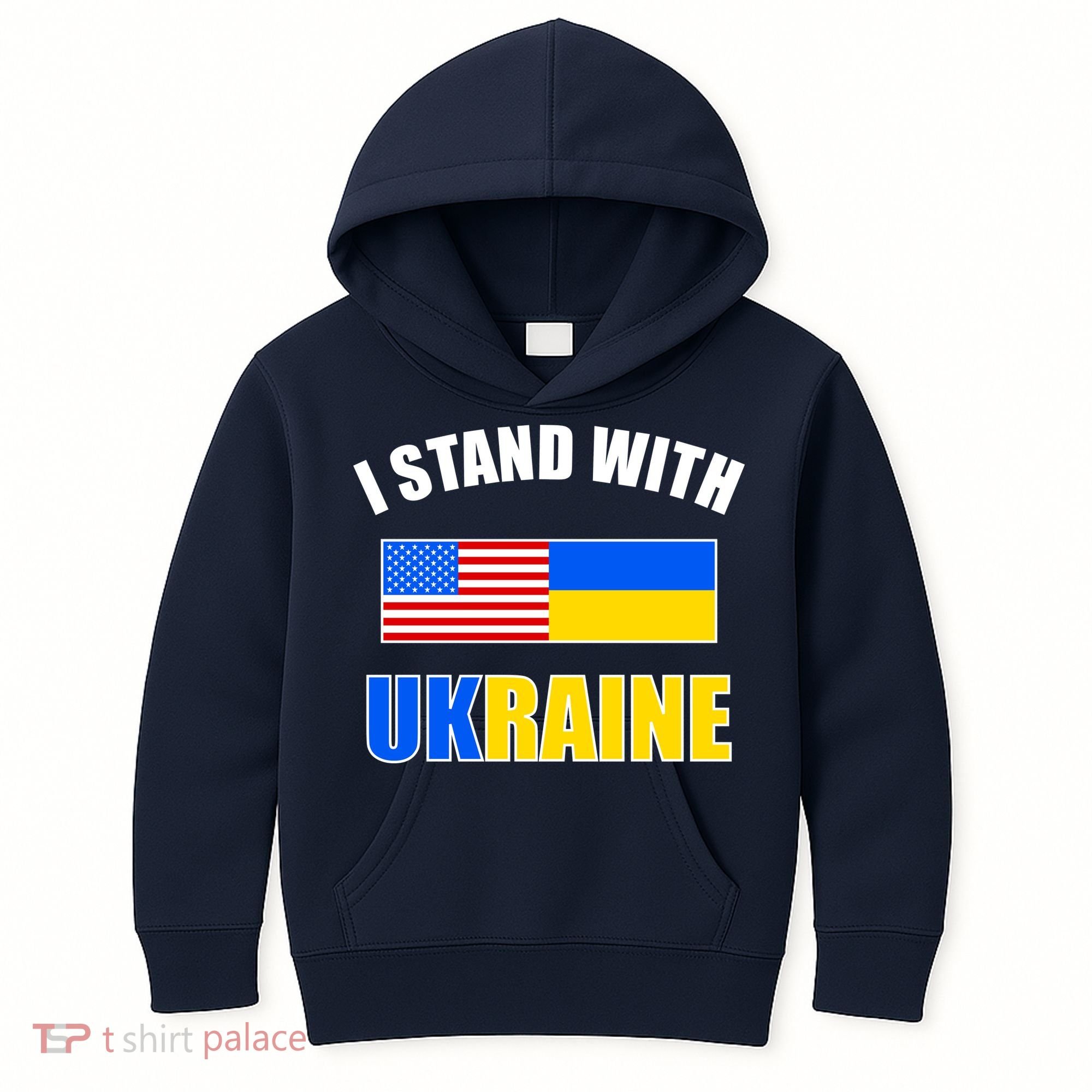 I Stand With Ukraine USA Support Flags United Kids Hoodie