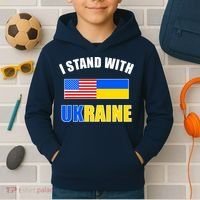 I Stand With Ukraine USA Support Flags United Kids Hoodie thumb 2