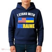 I Stand With Ukraine USA Support Flags United Kids Hoodie thumb 4