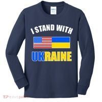 I Stand With Ukraine USA Support Flags United Kids Long Sleeve Shirt thumb 0