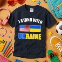 I Stand With Ukraine USA Support Flags United Kids T-Shirt thumb 3