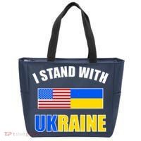 I Stand With Ukraine USA Support Flags United Tote Bag thumb 0
