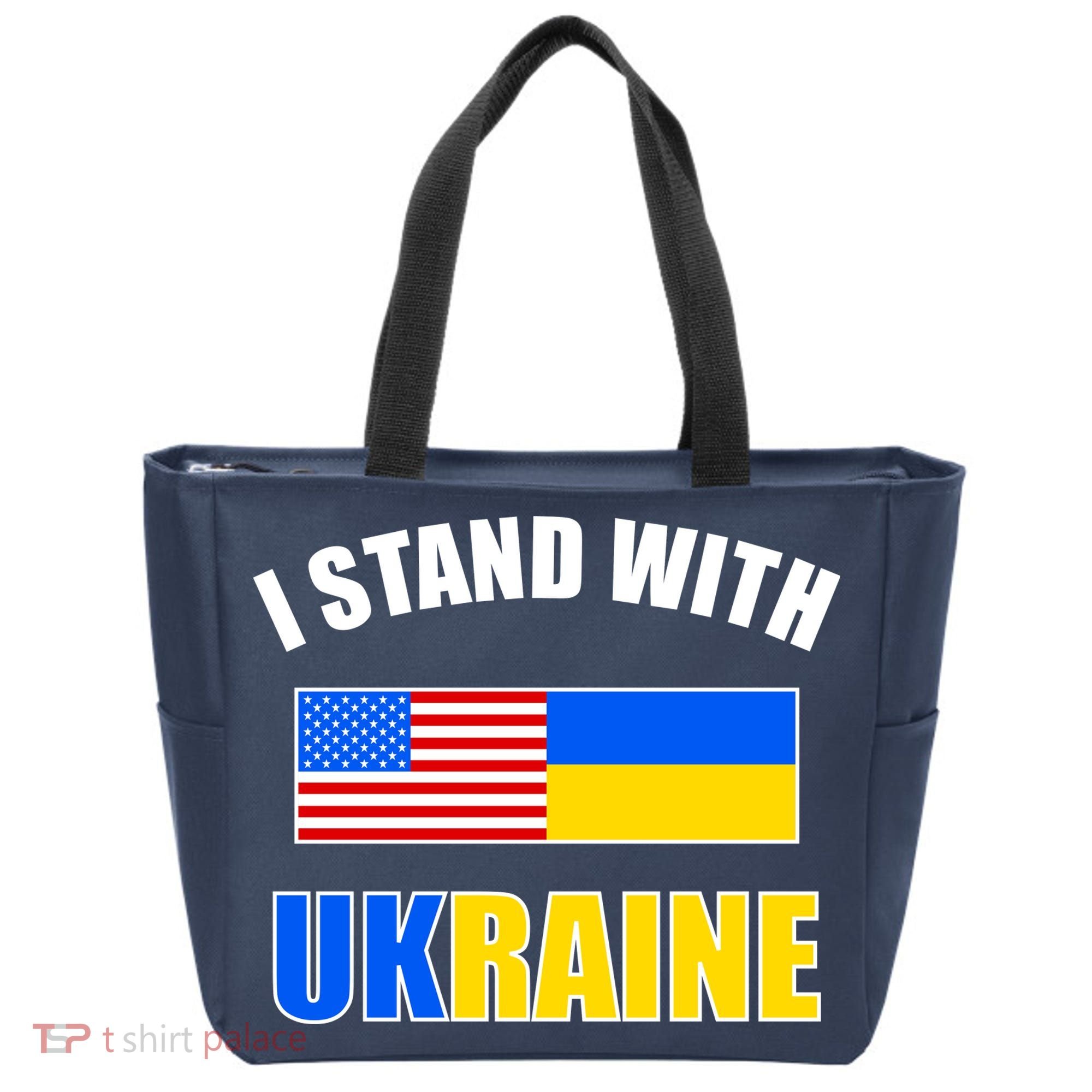 I Stand With Ukraine USA Support Flags United Tote Bag