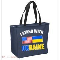 I Stand With Ukraine USA Support Flags United Tote Bag thumb 2
