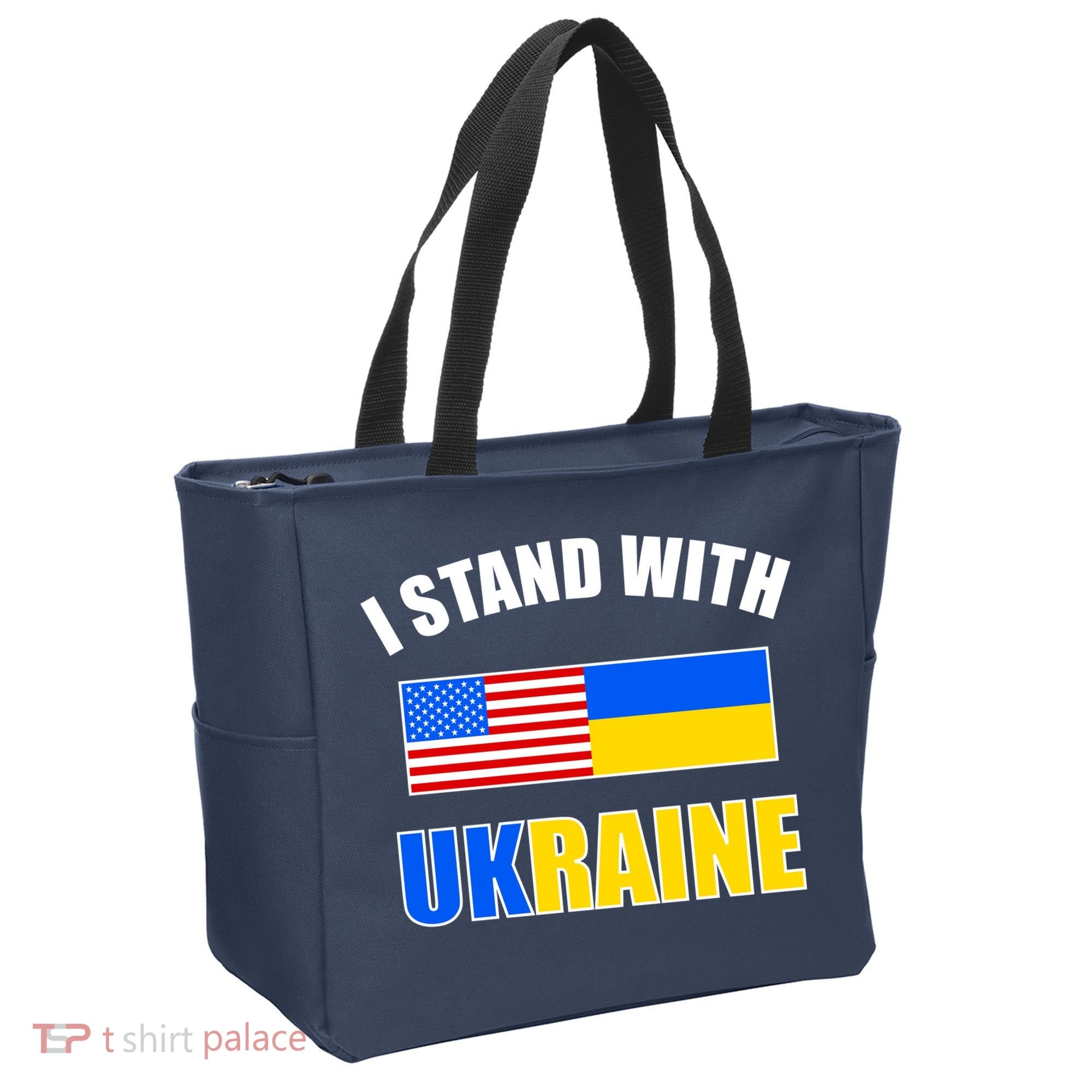 I Stand With Ukraine USA Support Flags United Tote Bag