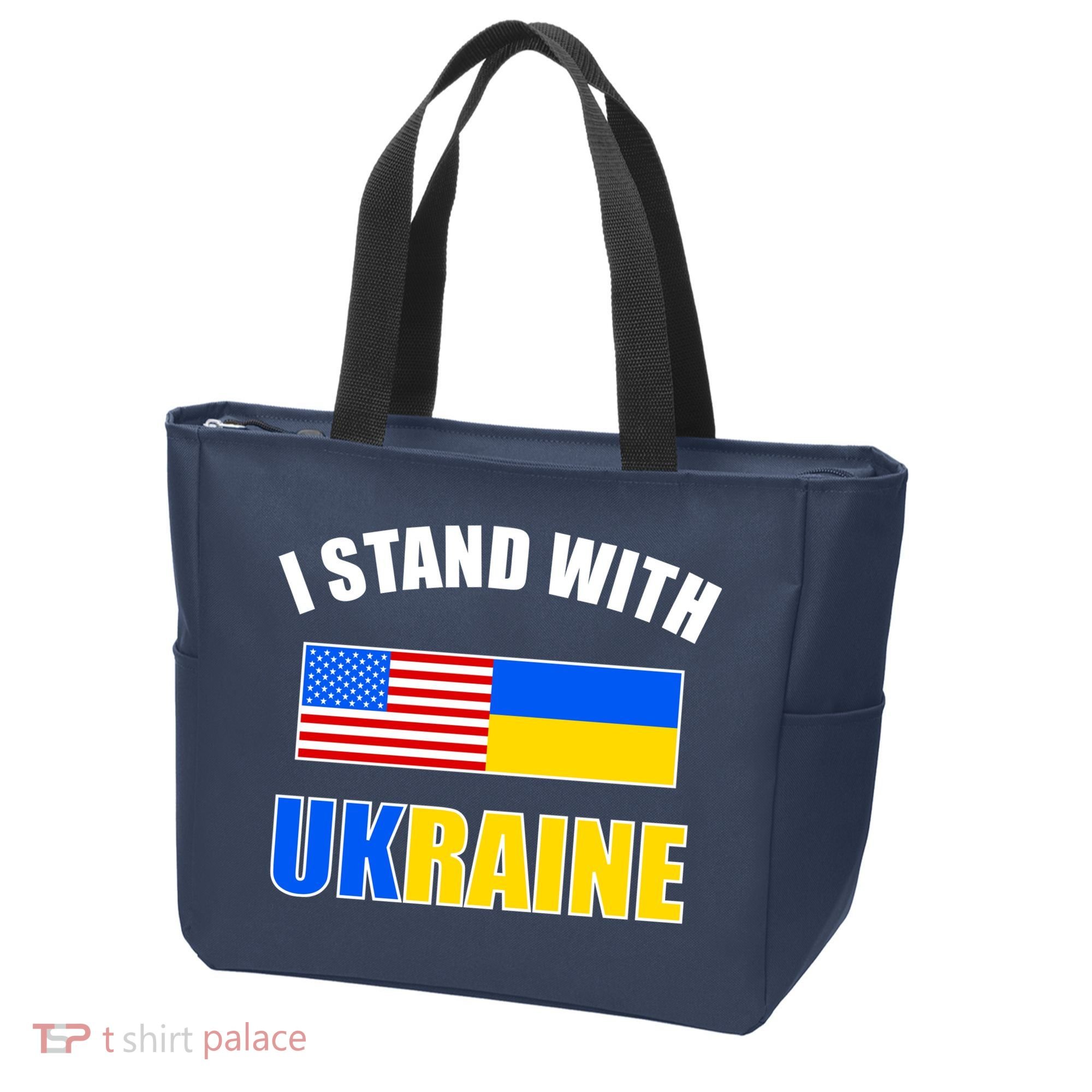 I Stand With Ukraine USA Support Flags United Tote Bag