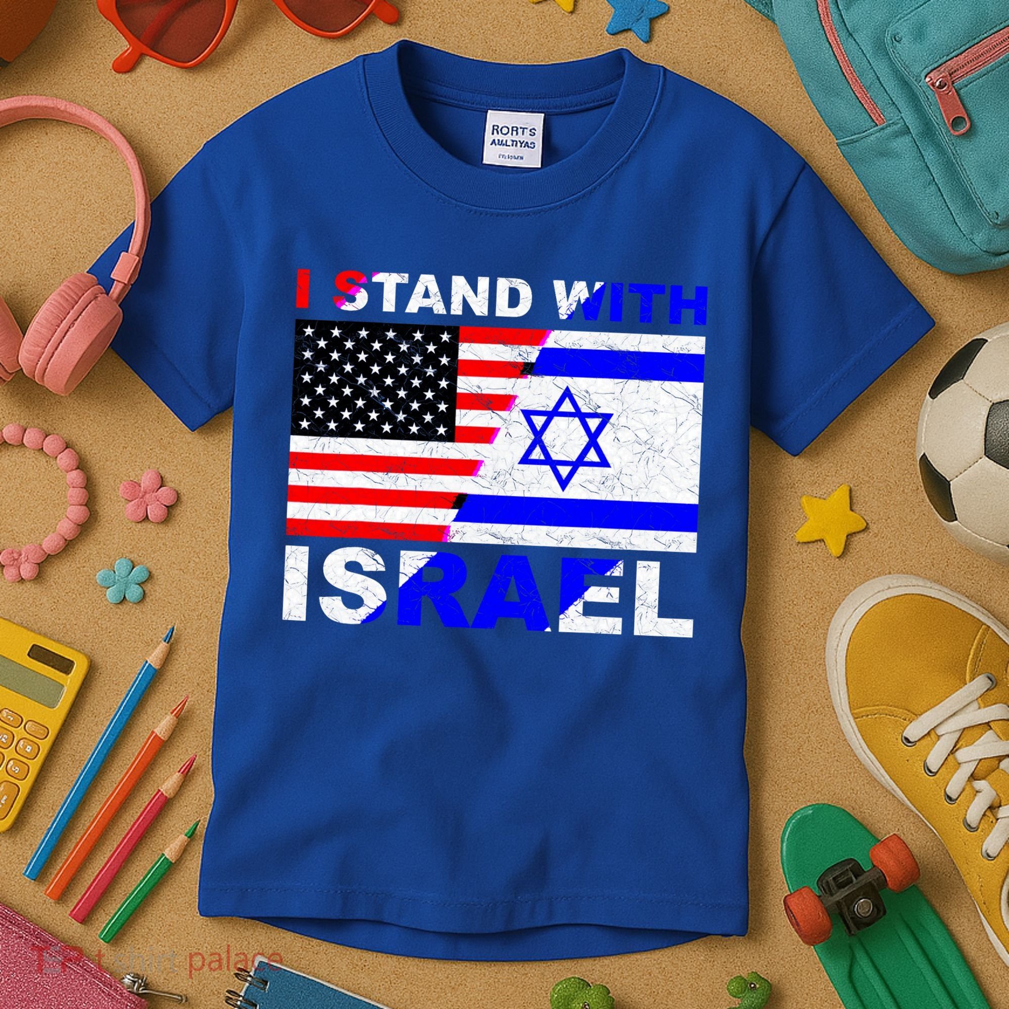 I Stand With Israel Pray For Israel Us Israel Flag Kids T-Shirt