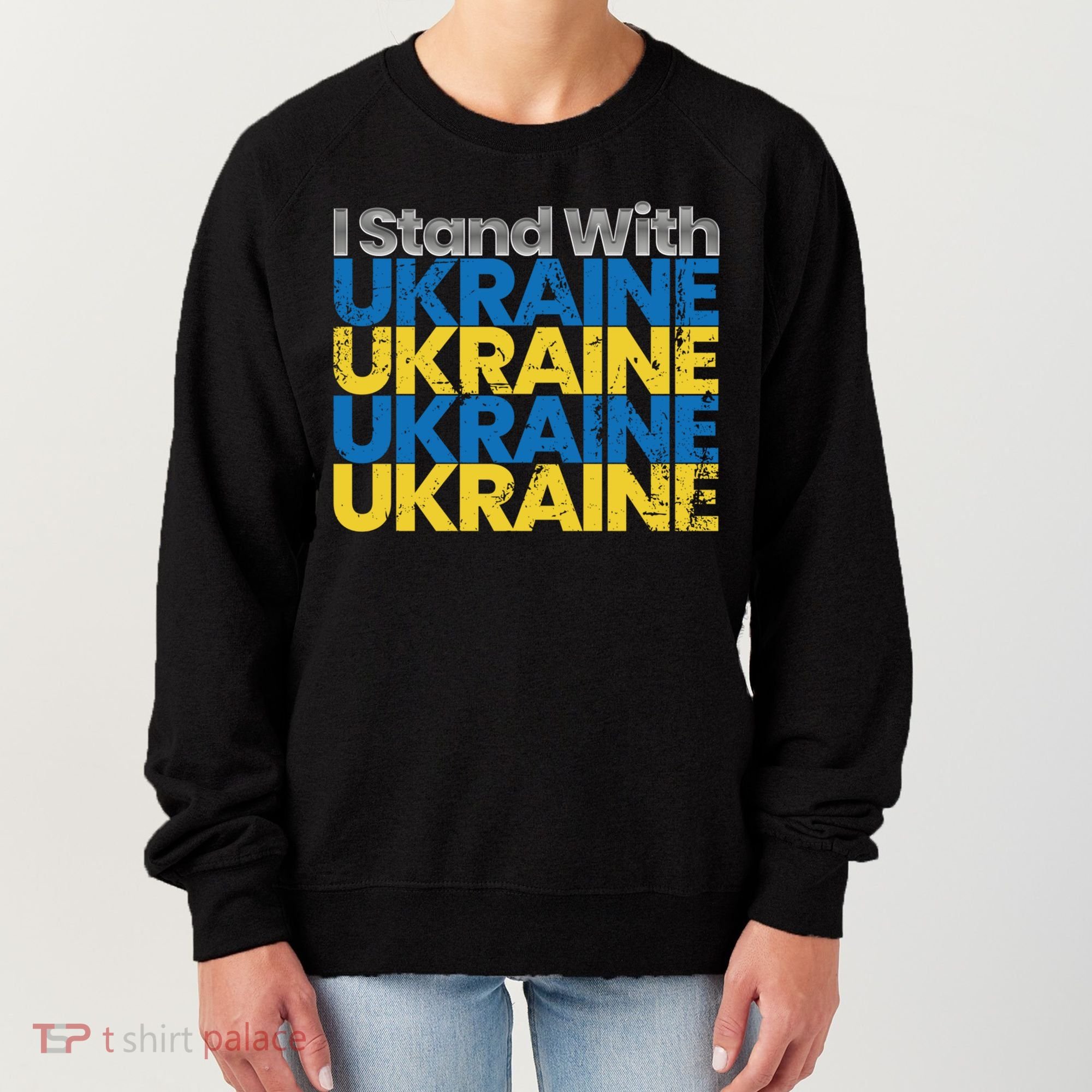 I Stand With Ukraine Ukrainian Flag Ukrainians Gift Women's Sweatshirt