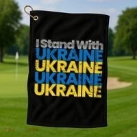 I Stand With Ukraine Ukrainian Flag Ukrainians Gift Golf Towel thumb 1