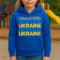 I Stand With Ukraine Ukrainian Flag Ukrainians Gift Kids Hoodie thumb 3