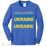 I Stand With Ukraine Ukrainian Flag Ukrainians Gift Kids Long Sleeve Shirt thumb 0
