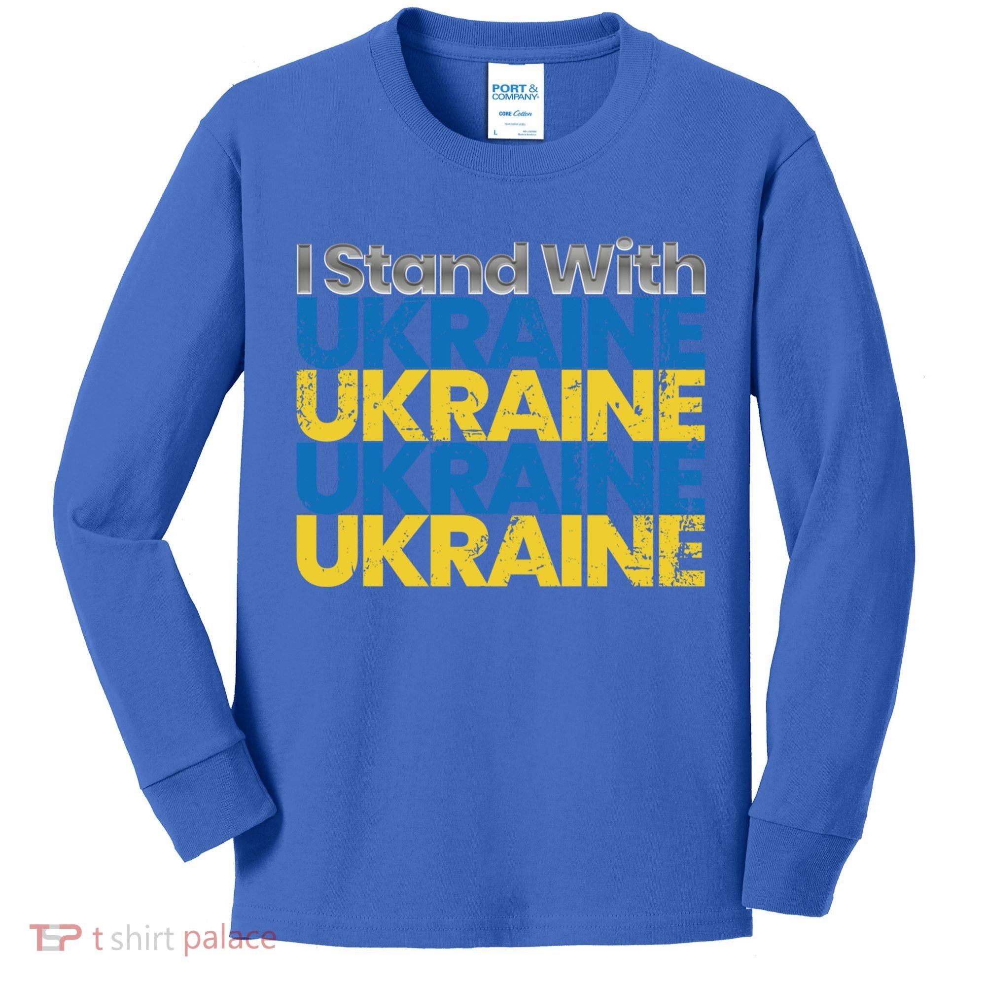 I Stand With Ukraine Ukrainian Flag Ukrainians Gift Kids Long Sleeve Shirt